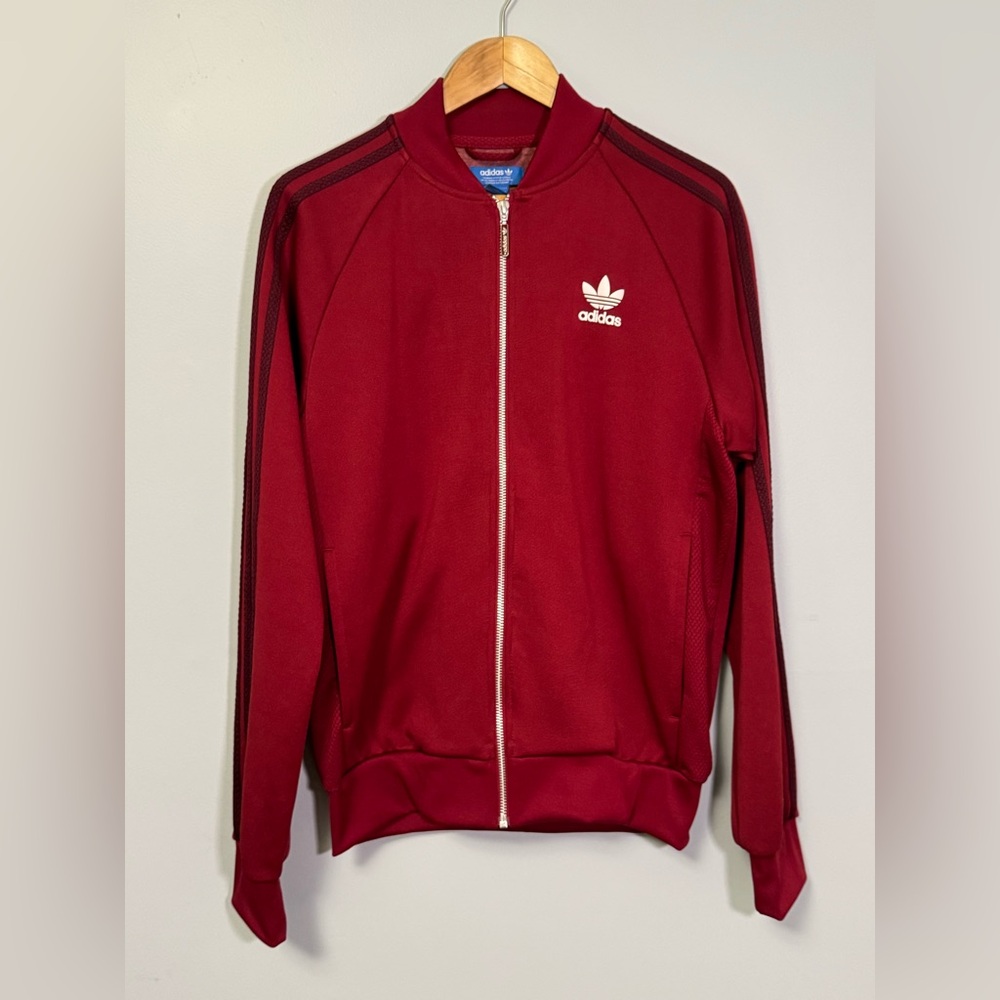 Burgundy Adidas track jacket